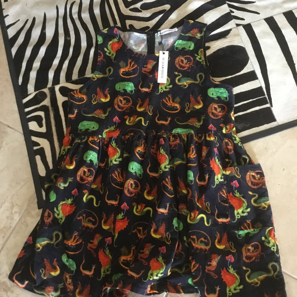 Dangerfield corduroy  dragon print dress size 18 AU New